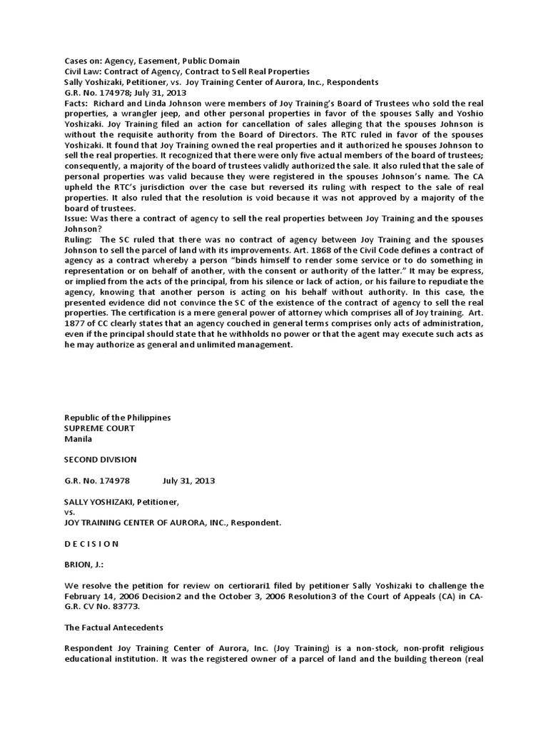 Partnership case digest Law Of Agency Appeal