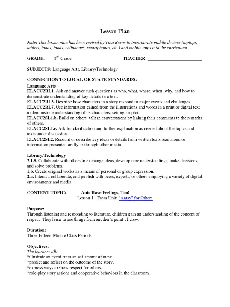 2nd Grade Respect Lesson Plan | PDF | Lesson Plan | Education Theory