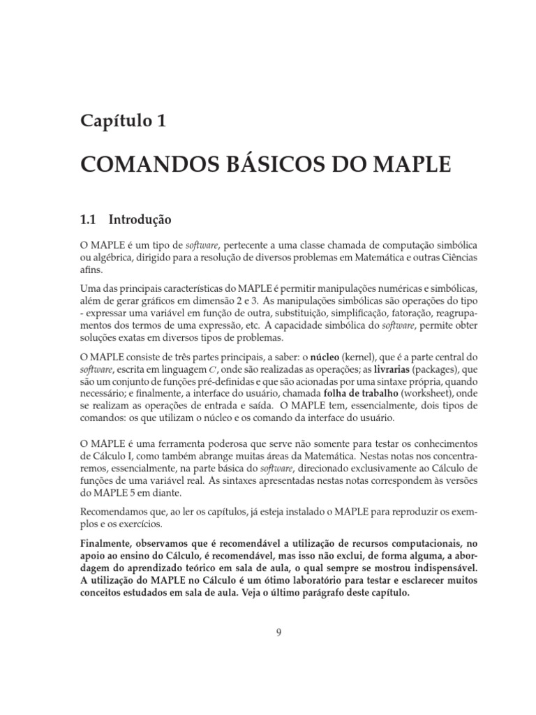 Comandos Básicos do Maple para Cálculo | PDF | Raiz quadrada | Equações