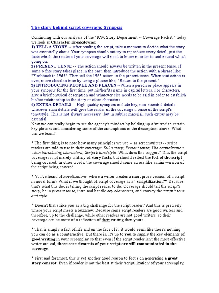 The Story Behind Script Coverage | PDF | Screenplay