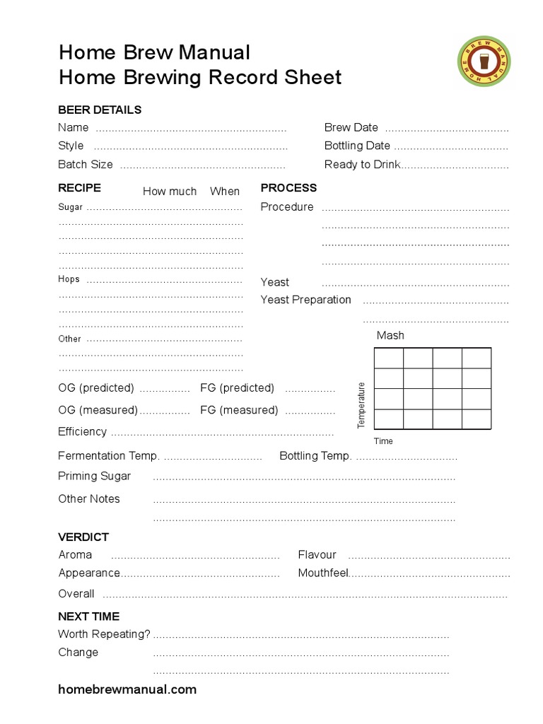 Home Brewing Record Sheets pdf0 PDF