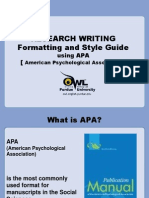 Research Writing Formatting and Style Guide: Using APA