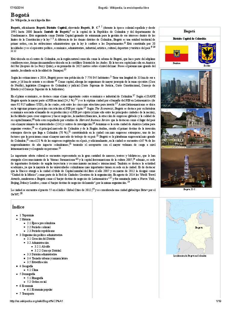 Bogota Wikipedia La Enciclopedia Libre Pdf Bogota