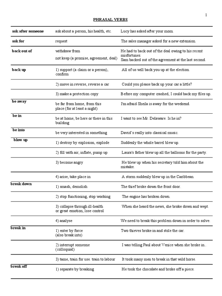Phrasal Verbs For Fce | PDF