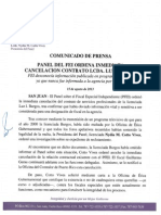 Panel Del FEI Ordena Cancelación Contrato Lcda. Luz Burgos