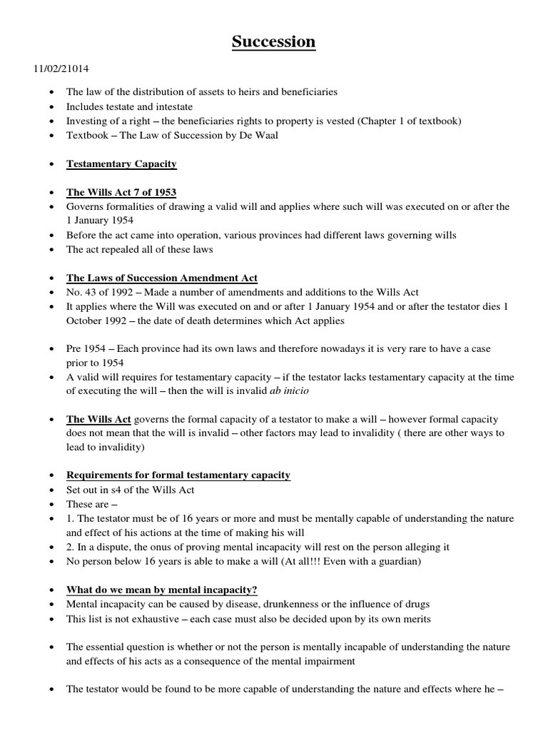Succession - Notes | PDF