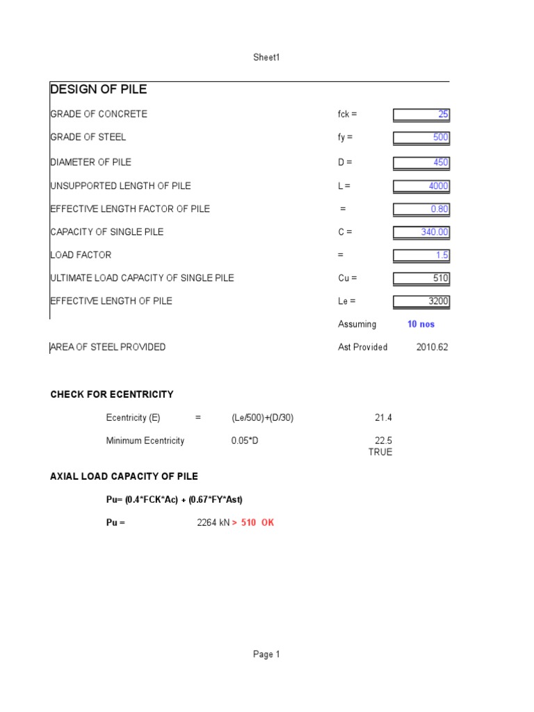 Concrete Pile Design Specifications | PDF | Science & Mathematics