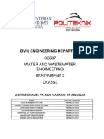Civil Engineering Department: CC607 Water and Wastewater Engineering Assignment 2 DKA5S3