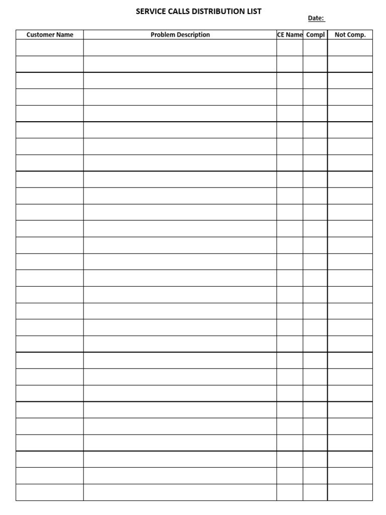 Service Calls Distribution List | PDF
