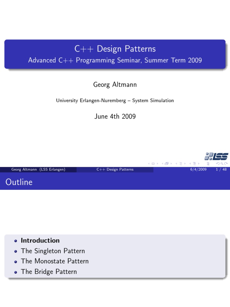 Design Pattern in C++ | PDF | C++ | Class (Computer Programming)