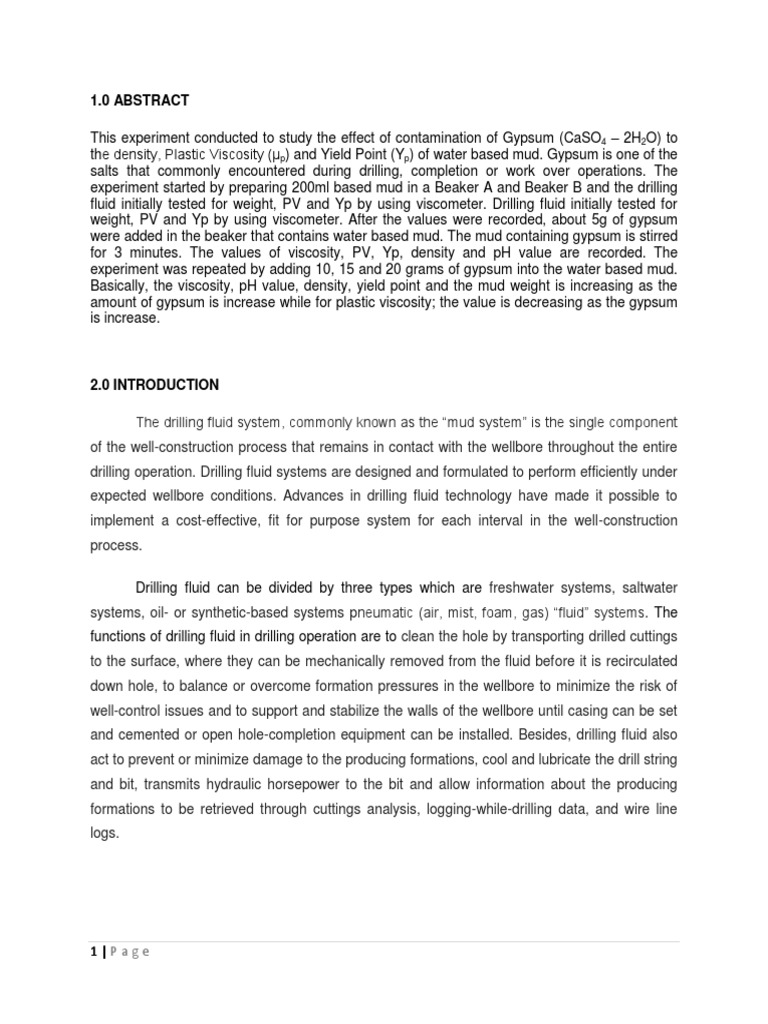 Drilling Fluid Contamination Test Gypsum Chemistry - 
