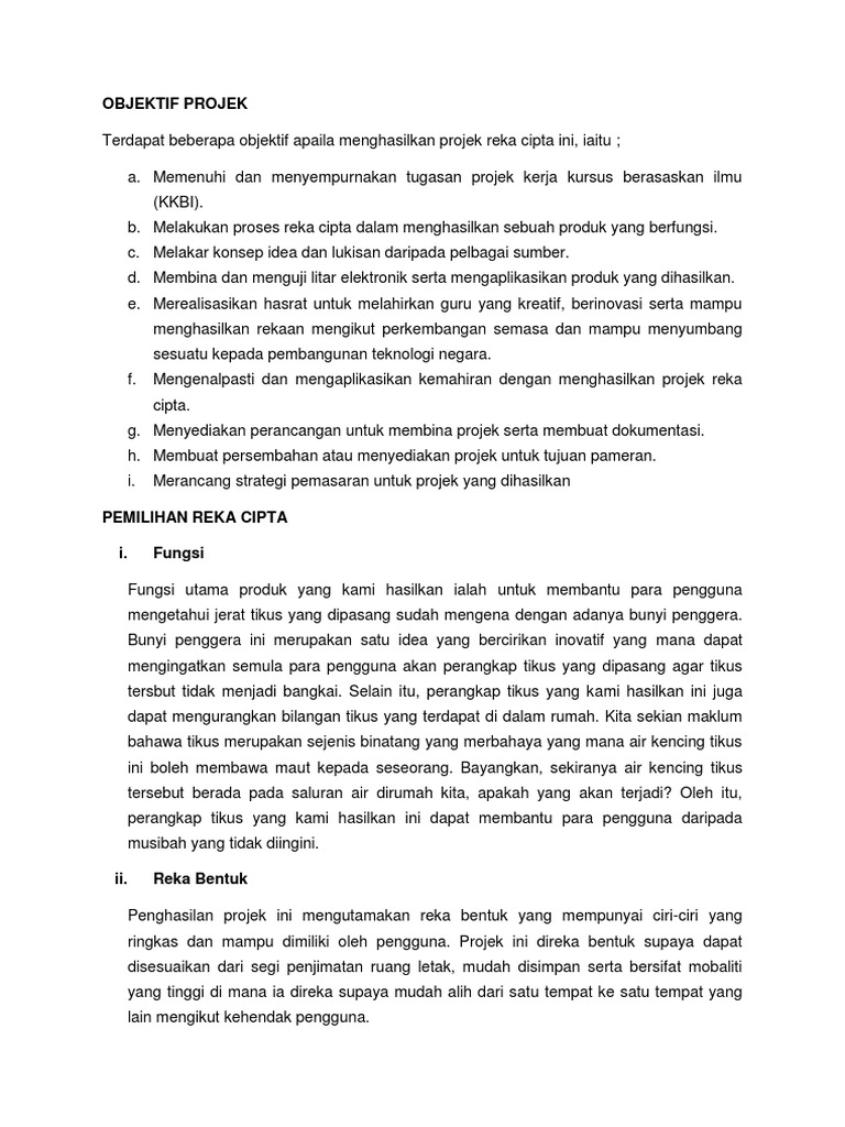 Objektif dan Proses Projek Reka Cipta | PDF | Seni