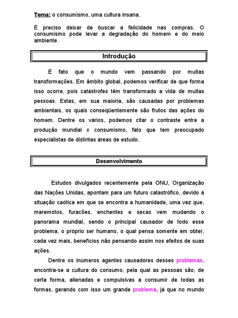 Redação (CONSUMISMO) | PDF | Consumismo | Humano