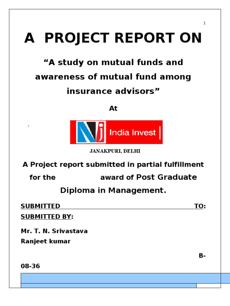 Project On NJ India Invest PVT LTD Mutual Funds Securities (Finance)