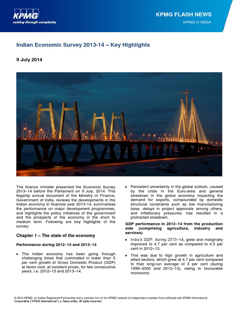 India Economic Survey 2013 14 Key Highlights Pdf Pdf Inflation