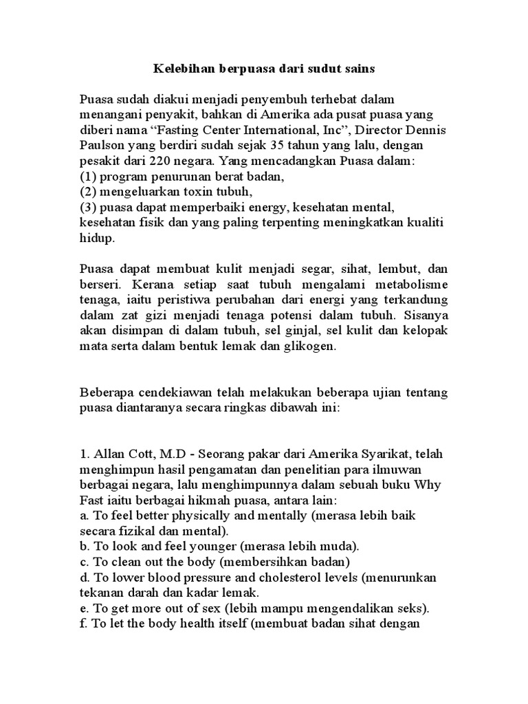 Kelebihan Berpuasa Dari Sudut Sains Pdf
