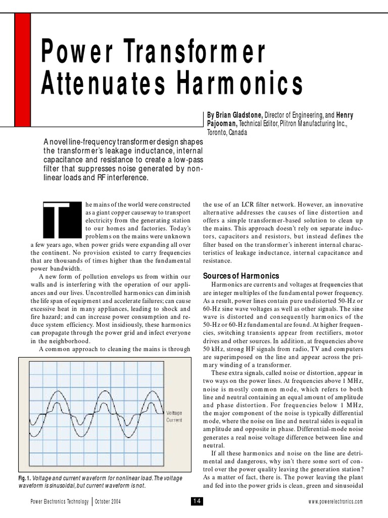 Power Transformer Attenuates Harmonics PDF | PDF | Transformer ...