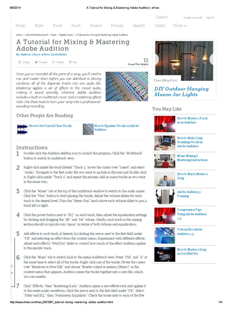 Audio Mixing Adobe Audition
