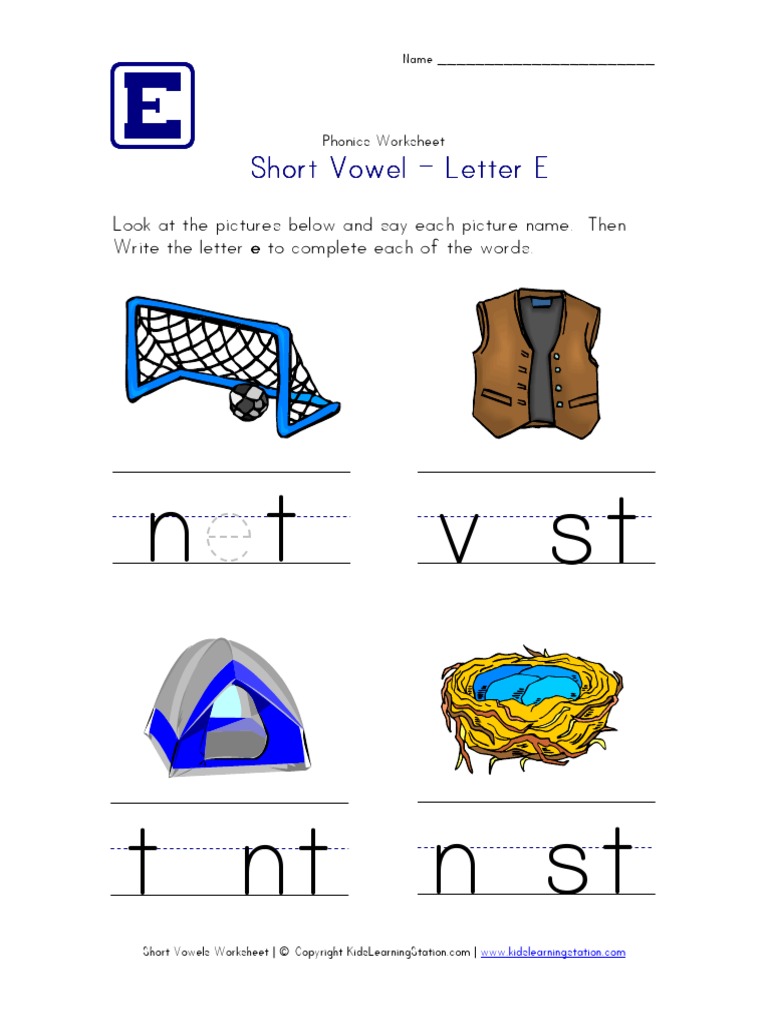 short vowel e worksheet pdf pdf