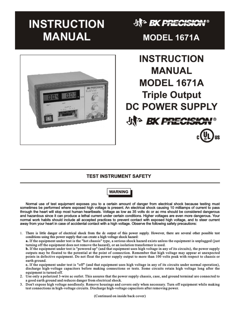 power supply 1671A Manual High Voltage Power Supply