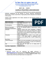 ADVT. NO.: 41/2014 Recruitment For The Position of "Project Fellow" Under Funded Project