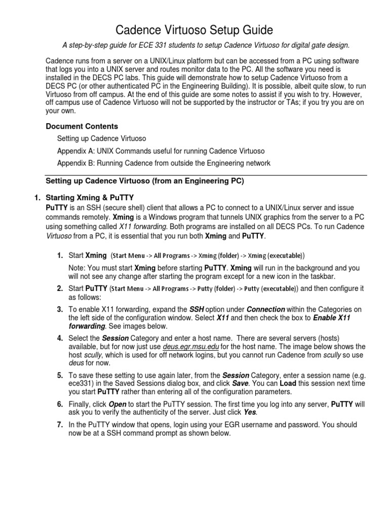 Cadence Virtuoso Setup Guide Pdf Secure Shell System Software