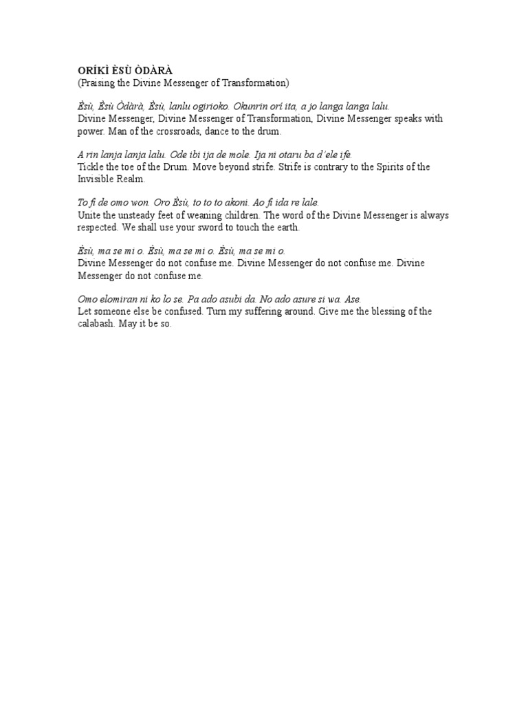 Oríkì Èsù Òdàrà | PDF