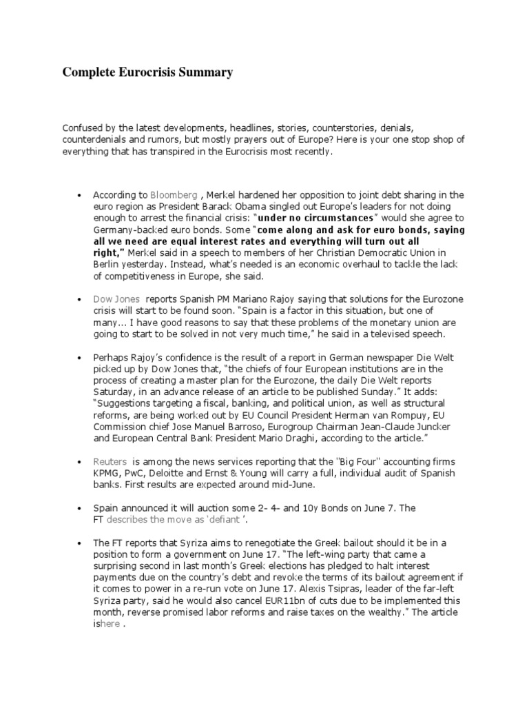 Euro intelligence overview