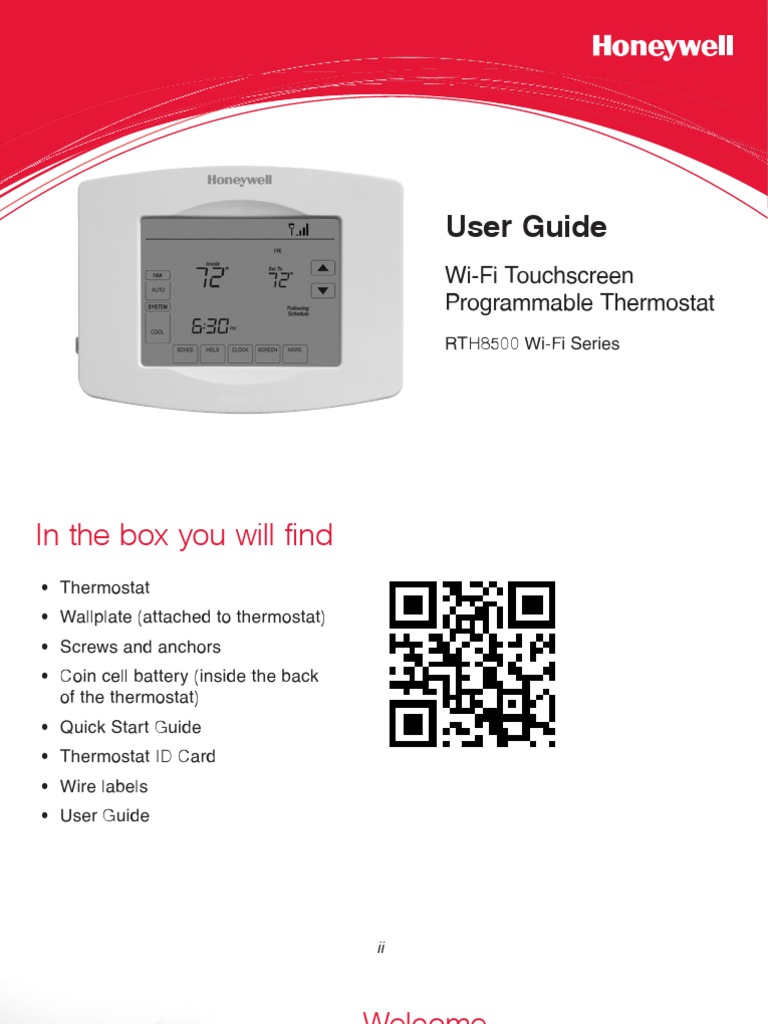 Honeywell RTH8500 Wifi Thermostat Users Guide Thermostat Hvac