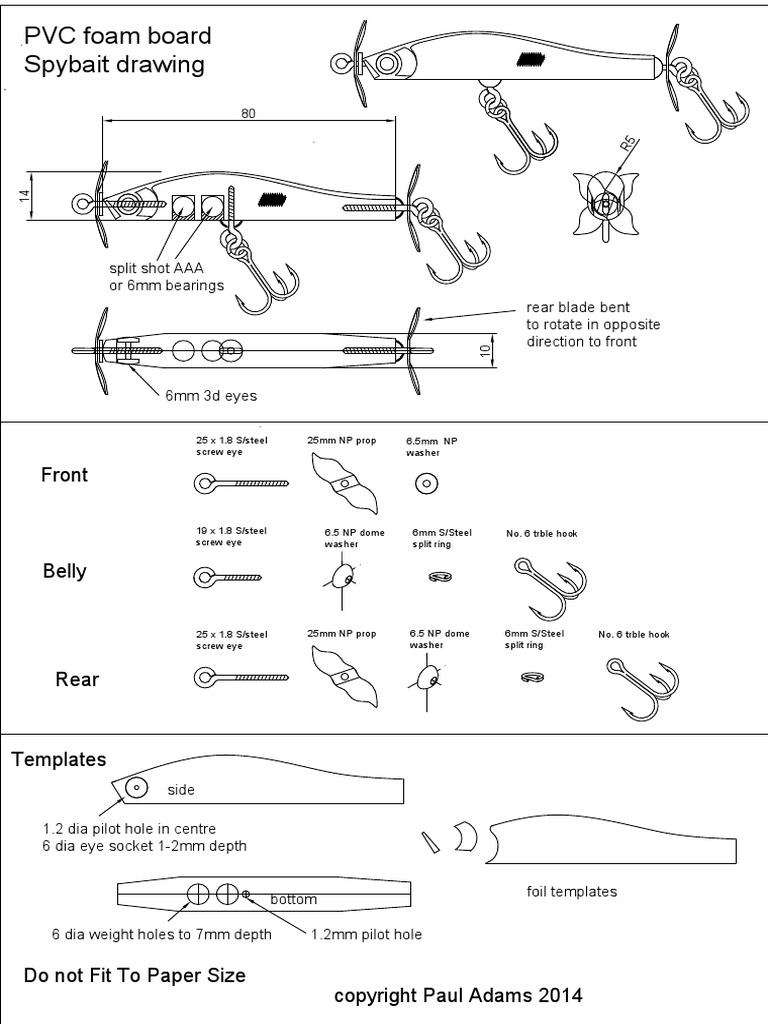 Spybait Fishing Lure Drawings and Teplates | PDF | Tools | Hobbies for Free Printable Fishing Lure Template