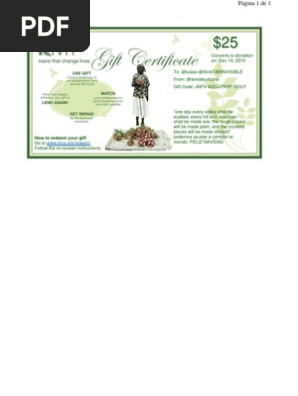 Kiva Gift Certificate