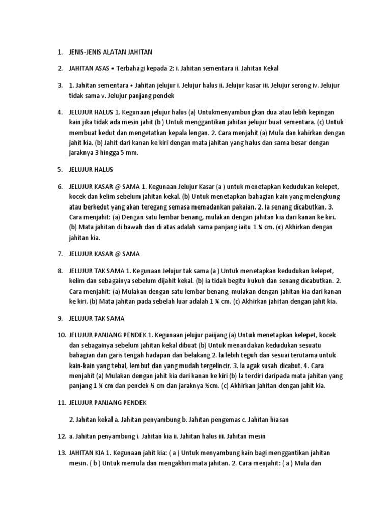 Jahitan Asas Dan Sulaman Doc Document