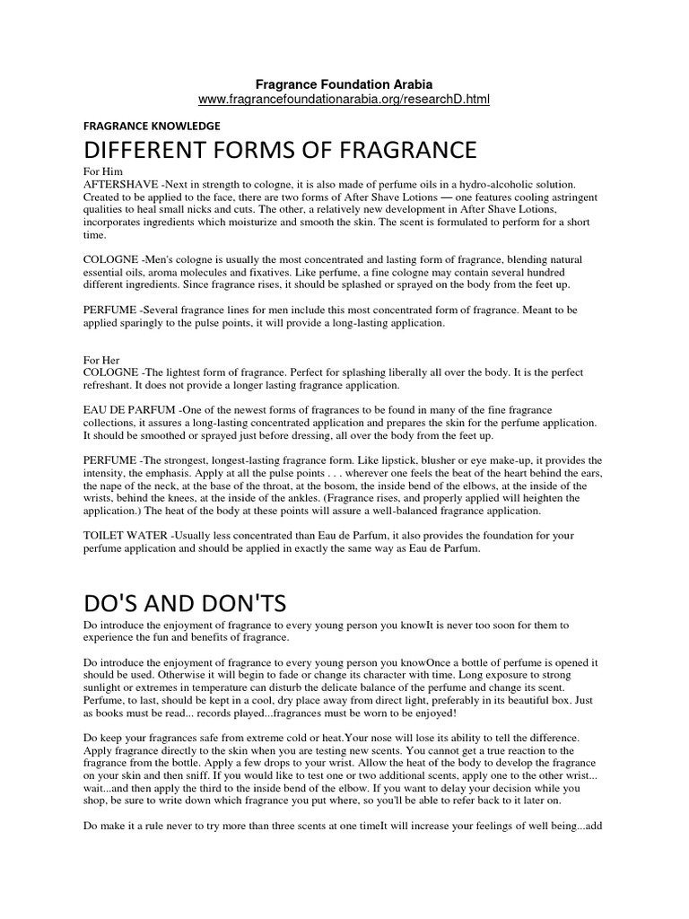 Different Forms Of Fragrance | Perfume | Olfaction | Free 30-day Trial