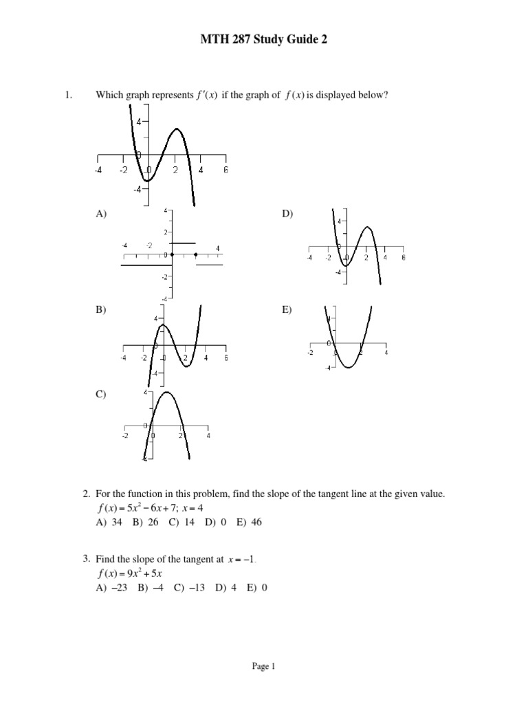 MTH 287 Calculus Study Guide | PDF | Tangent | Government Budget Balance