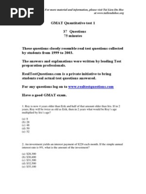 GMAT 4 Full Tests PDF | PDF