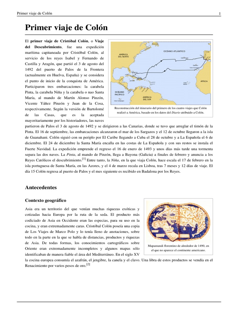 Primer viaje de Cristóbal Colón | PDF | Cristobal colon | Science
