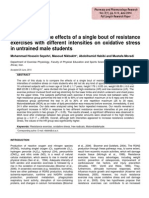 Comparison of The Effects of A Single Bout of Resistance Exercises With Different Intensities On Oxidative Stress in Untrained Male Students