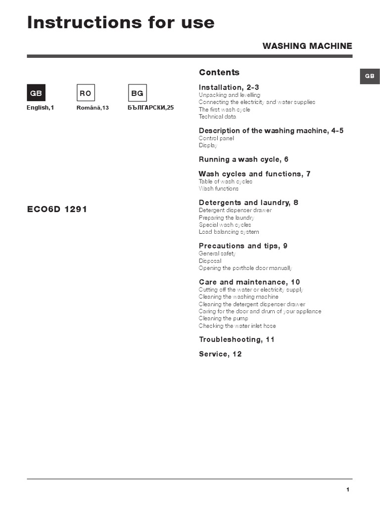 Washing Machine User Manual Guide | PDF | Ac Power Plugs And Sockets ...