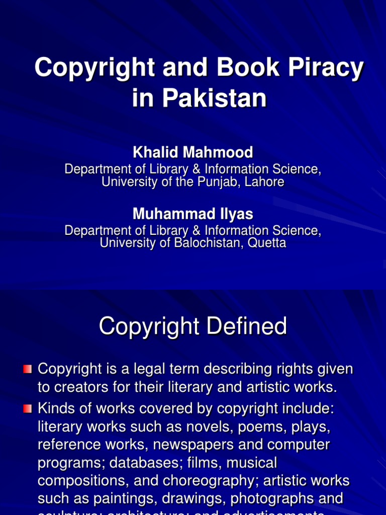 Copyright and Book Piracy in Pakistan | PDF | Copyright Infringement ...