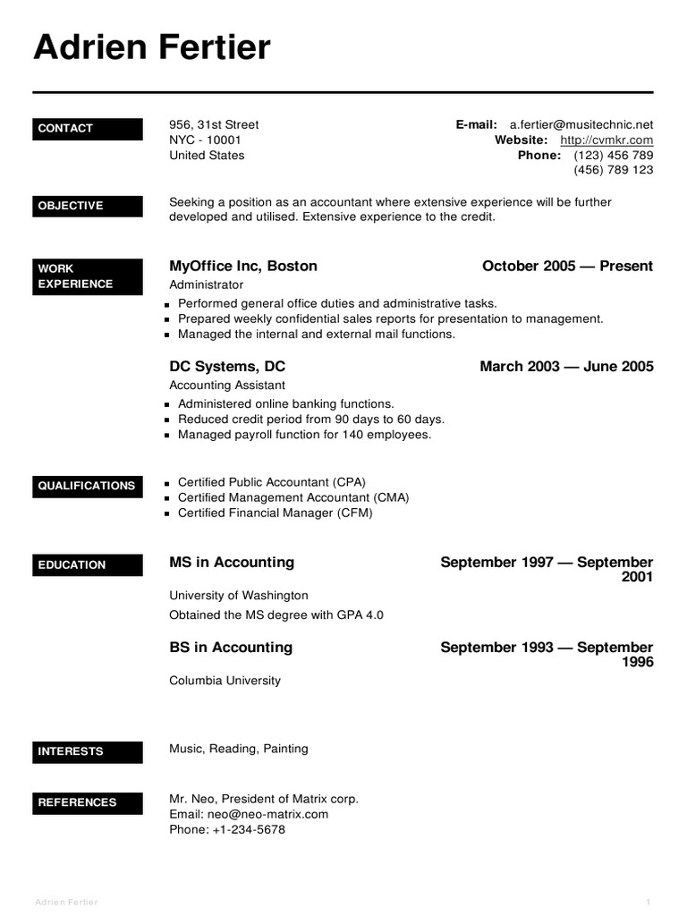 Sample CV | PDF