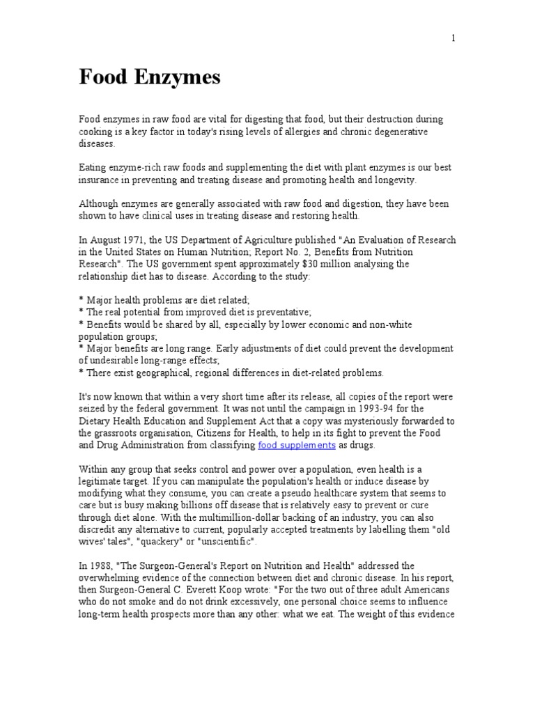 Food Enzymes Allergen Allergy