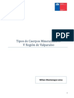 Tipos de Cuerpos Mineralizados en la Región de Valparaíso