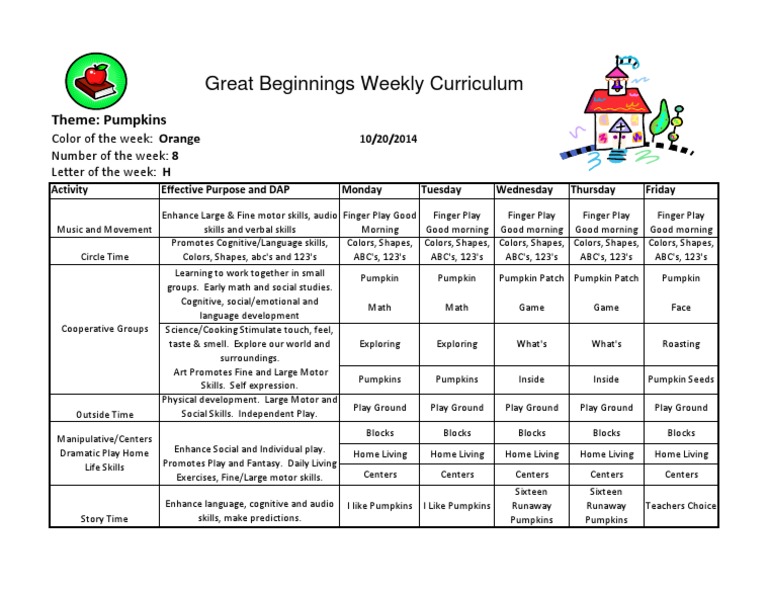 Weekly Curriculum October 20-24 | PDF