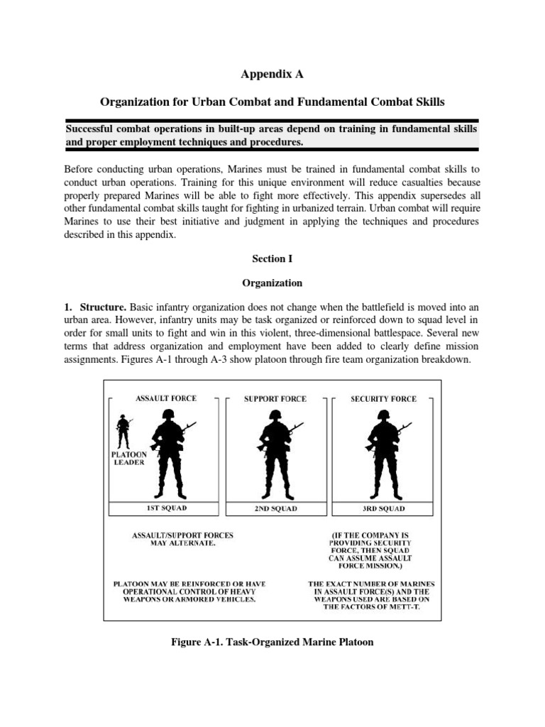 Appendix A Organization For Urban Combat and Fundamental Combat Skills ...
