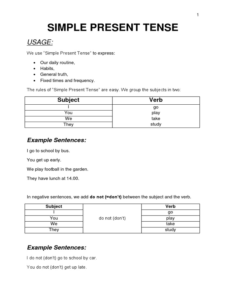 Understanding Simple Present Tense | PDF | Question | Verb