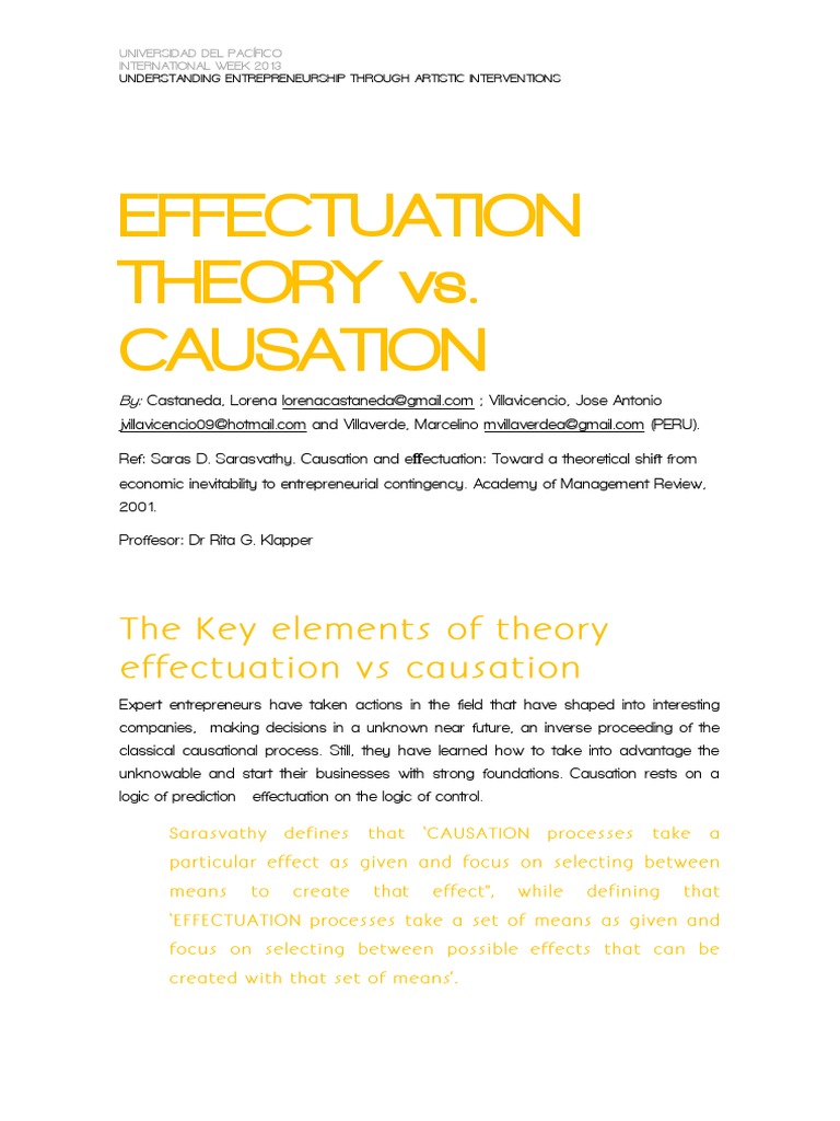 EFFECTUATION THEORY vs. CAUSATION By: Castaneda, Lorena lorenacastaneda ...