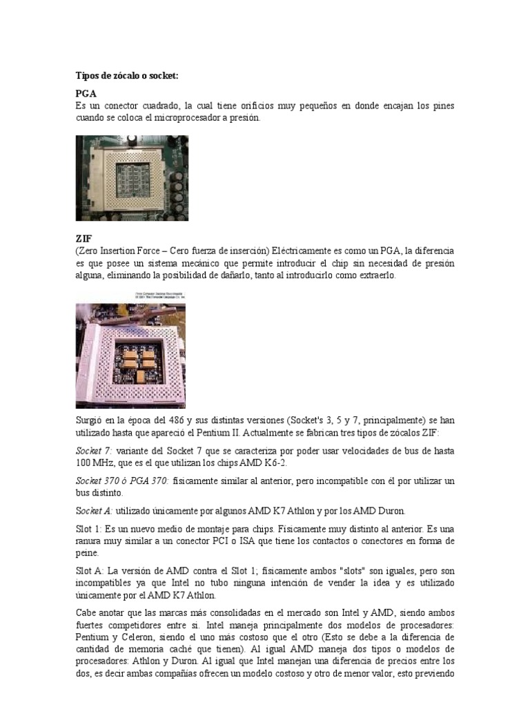 Tipos de Socket | PDF | Microprocesador | Micro dispositivos avanzados
