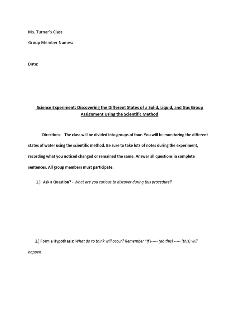 Science Experiment for Students | PDF | Language Arts & Discipline ...