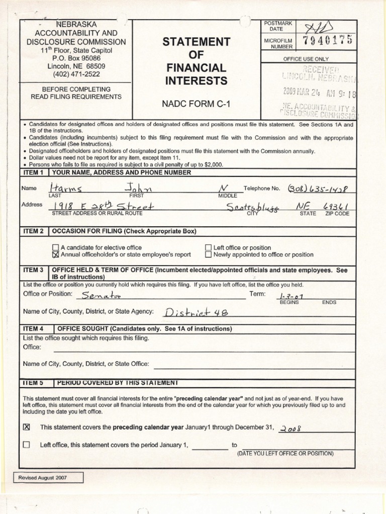 Nebraska Financial Disclosure Form | PDF