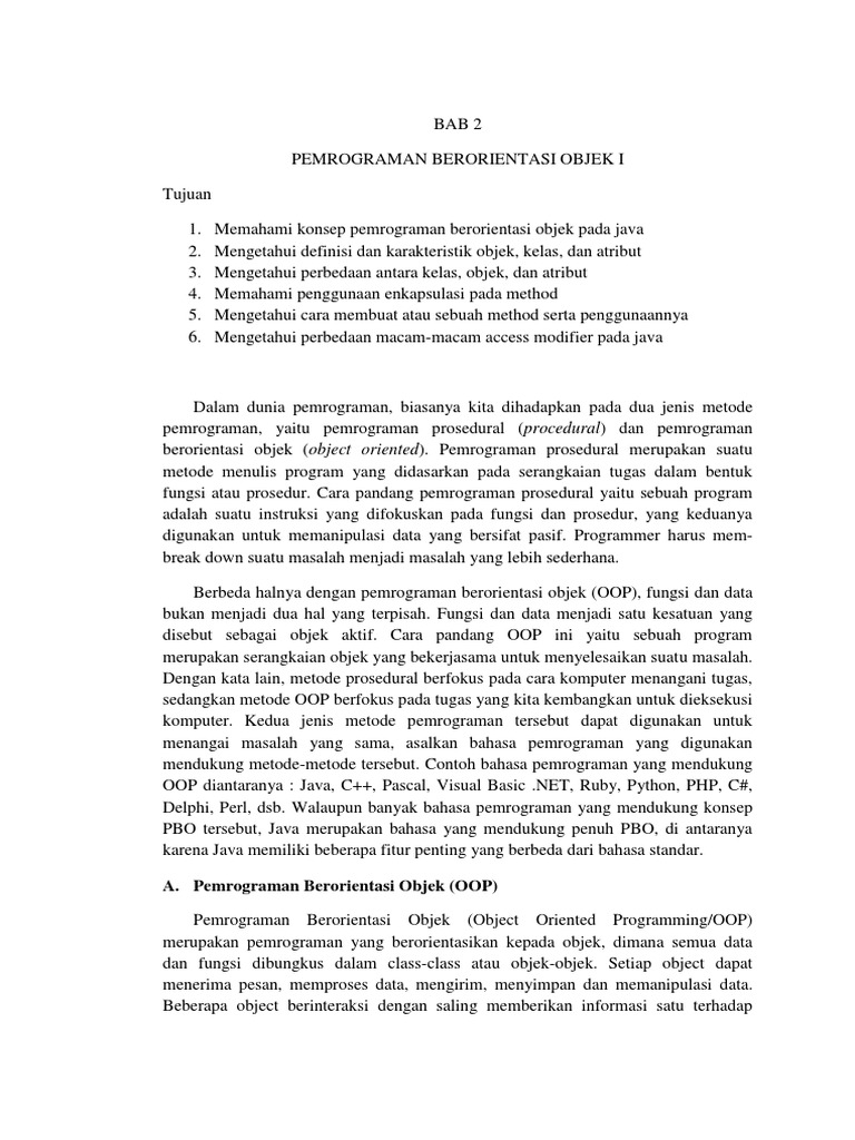 Konsep Dasar Pemrograman OOP Java | PDF